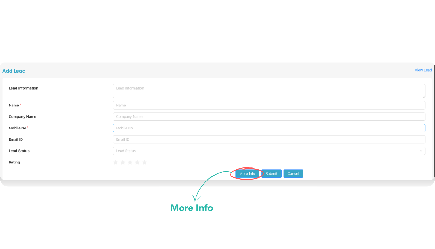 Add Lead form showing basic lead information fields