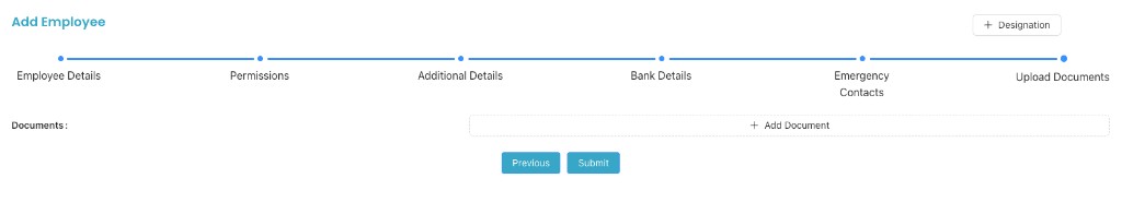 Part G (Upload Documents) section in Add Employee.