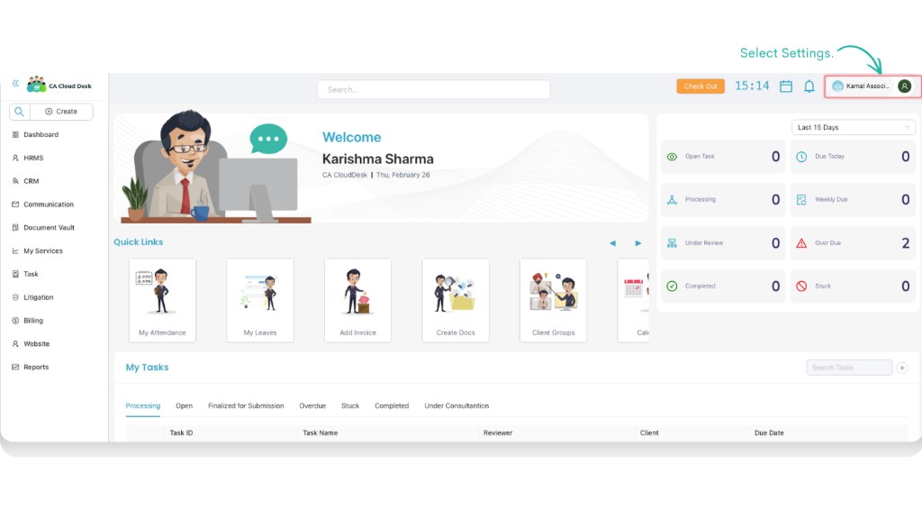 PartnerDesk dashboard with Profile Settings highlighted
