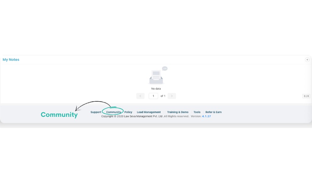 Footer highlighting Community option