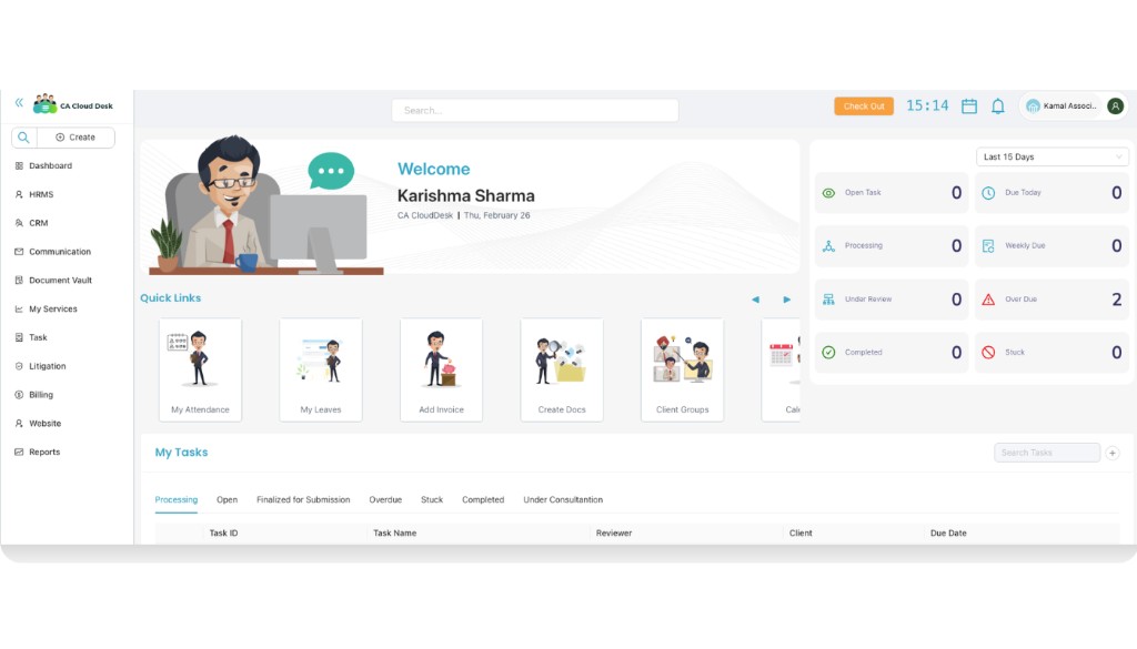 Partner Desk dashboard showing quick links and modules