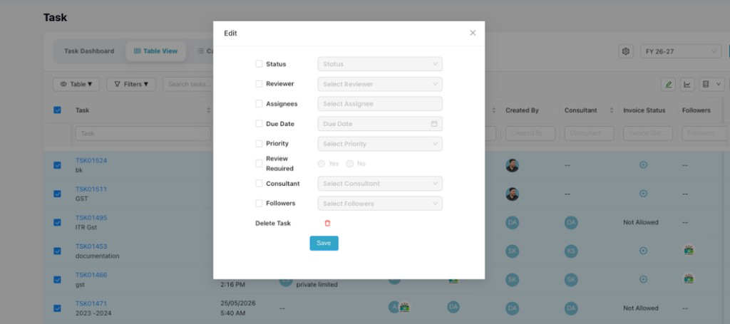 Bulk Edit window with Status, Reviewer, Assignees, and Save button