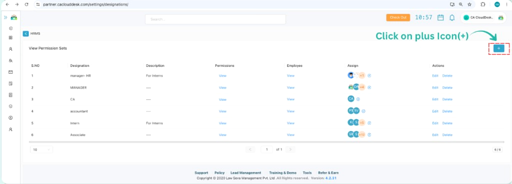 View Permission Sets page with Plus icon highlighted