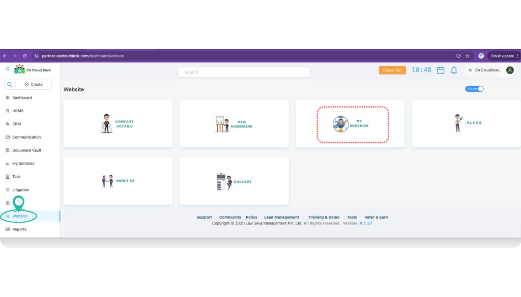 My Services screen with select a service and select a category dropdowns