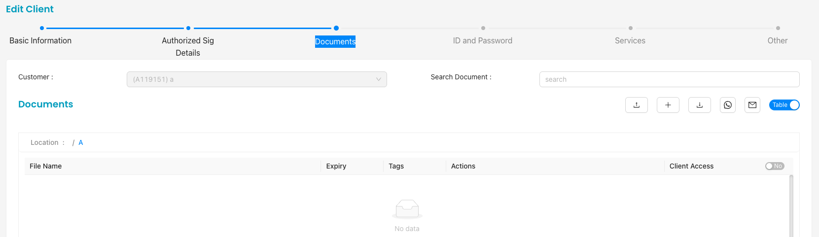 Documents section