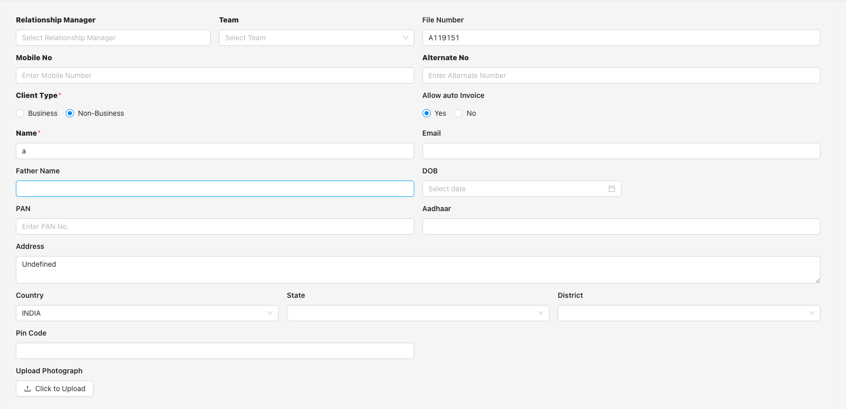 Basic Information form