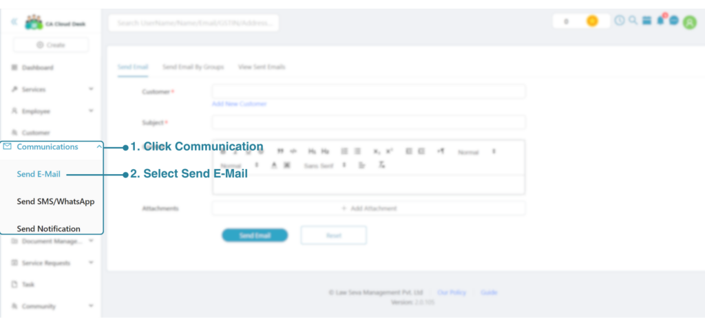 Step-1 : How to send Emails to clients using CA Cloud Desk