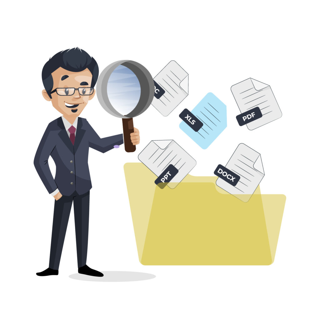 Document management interface displaying organized file storage and search functionality, highlighting efficient document retrieval in CA Cloud Desk software.